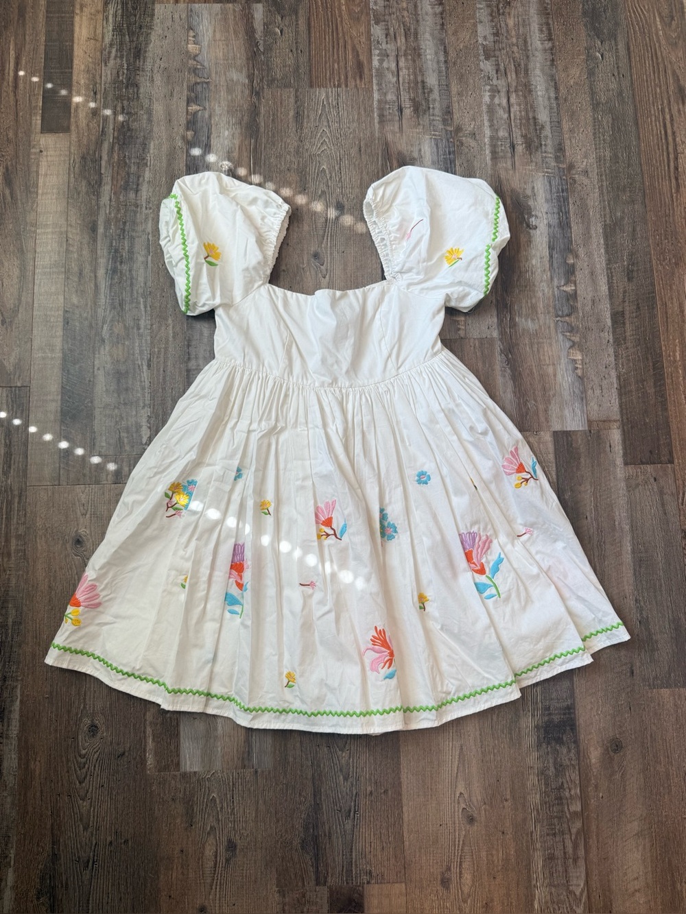 White Floral Baby Doll Dress with Puff Sleeves